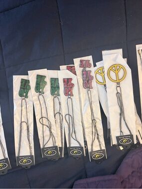 Peace Sign & 'Love' Pendant Necklaces - Yellow, Red, Green